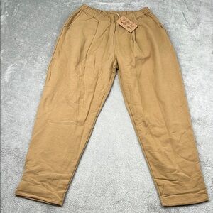 NEW The Simple Folk 8  Organic Cotton Womens Camel Brown Fleece Jogger Sweatpant